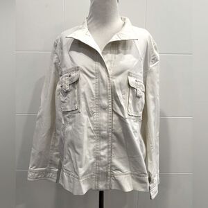 NWT Chico's White Utility Jacket with Collared Neckline XL